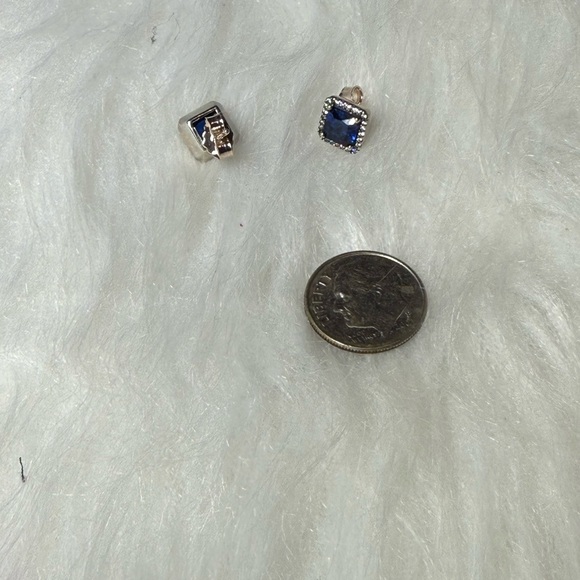 Elegant Blue and Silver Stud Earrings - Picture 8 of 9